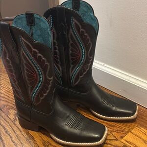 Black and Teal Western Boots